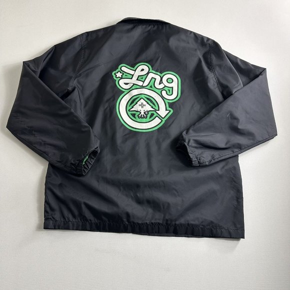 LRG Jacket Lifted Research Group Men Medium Snap Button Windbreaker Casual Black - Picture 1 of 10